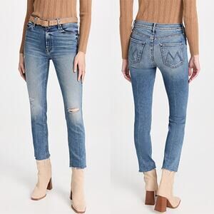 NEW Mother The Mid Rise Dazzler Ankle Fry Denim Jean in Going In Circles Wash